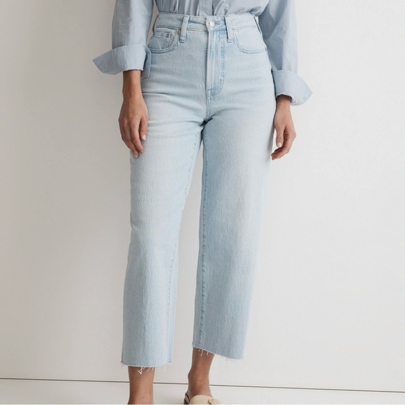 Madewell The Curvy Vintage Wide Leg Crop Raw Hem Ward Wash Jeans Size 25 - Picture 2 of 12